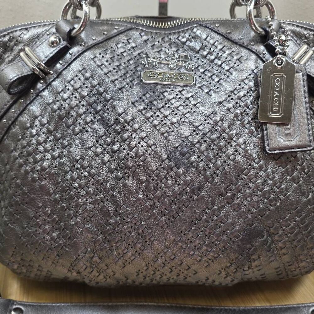 Coach Madison Woven Leather Sophia Satchel - Picture 3 of 16